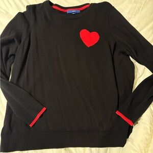 XL Apt. 9 Black Sweater with Red Trim and heart